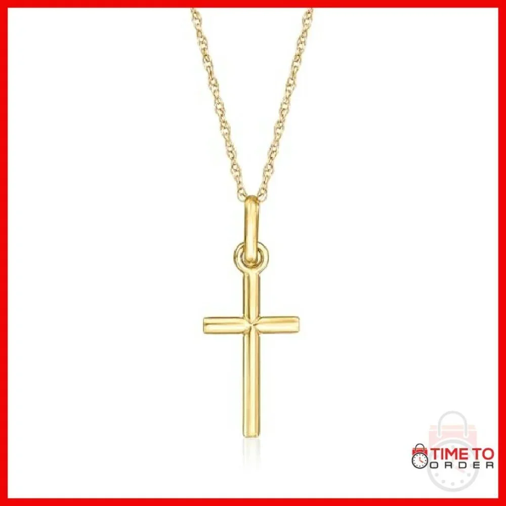 14kt Gold Cross Pendant Necklace 18 Inch Chain Women's Jewelry